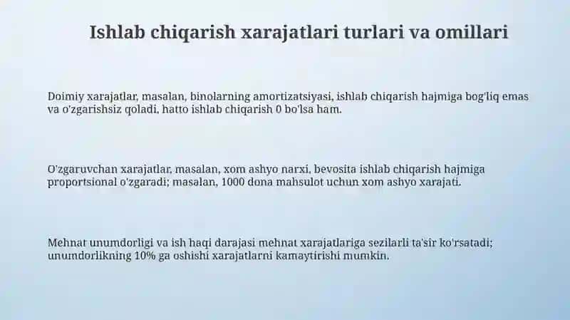 Ishlab chiqarish xarajatlari va ularni kamaytirish yo'llari 3