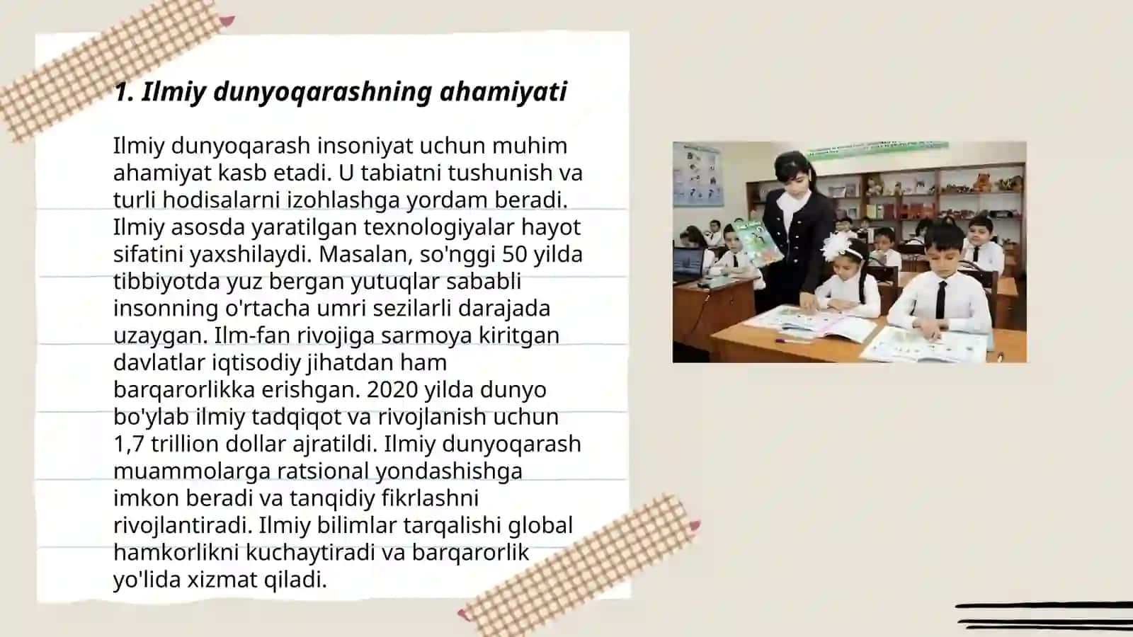Ilmiy dunyoqarashni shakllantirish va oʻquvchilarni aqliy tarbiyalash 3