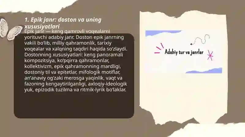 Epik janr: doston va uning xususiyatlari 3