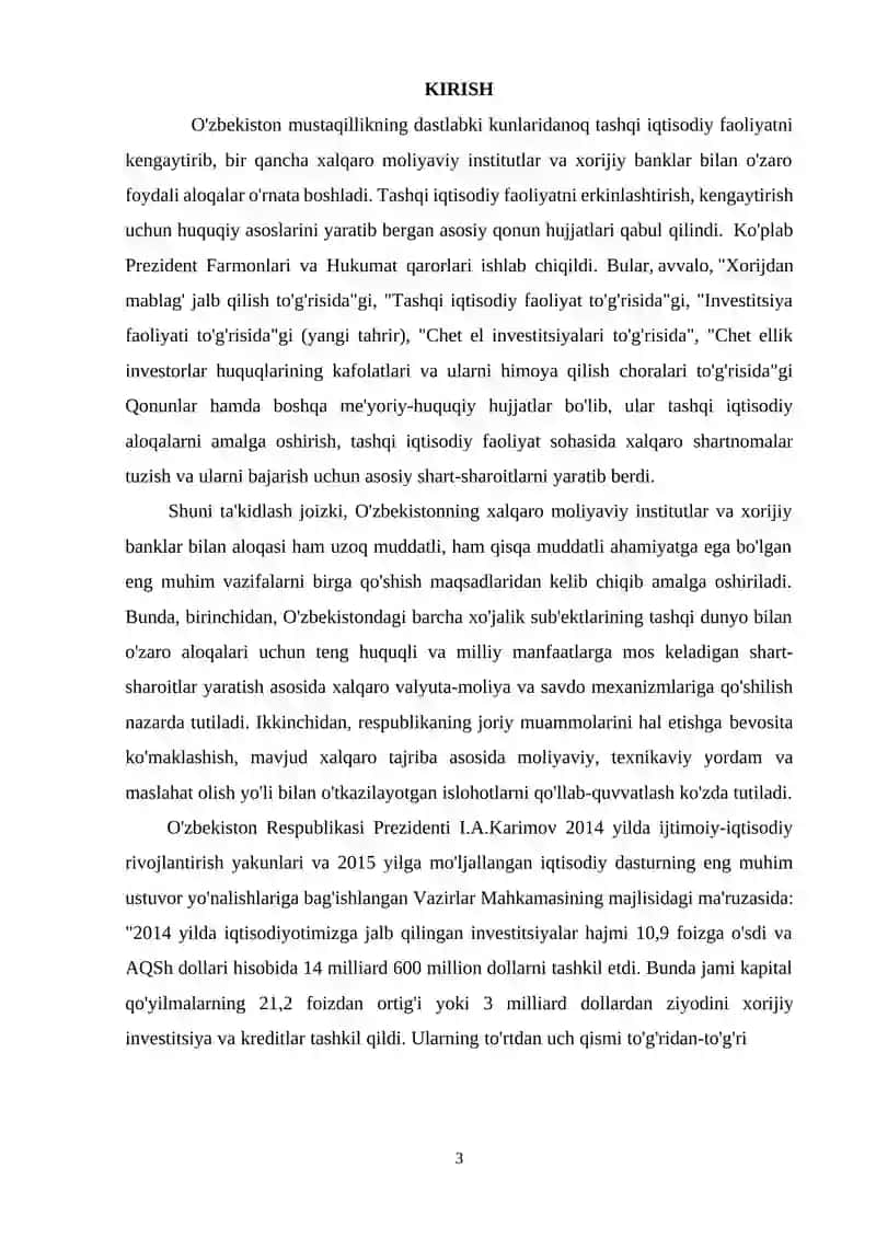 O‘zbekiston Respublikasi Oliy va O‘rta Maxsus Ta'lim Vazirligi Toskent Moliya Instituti 3