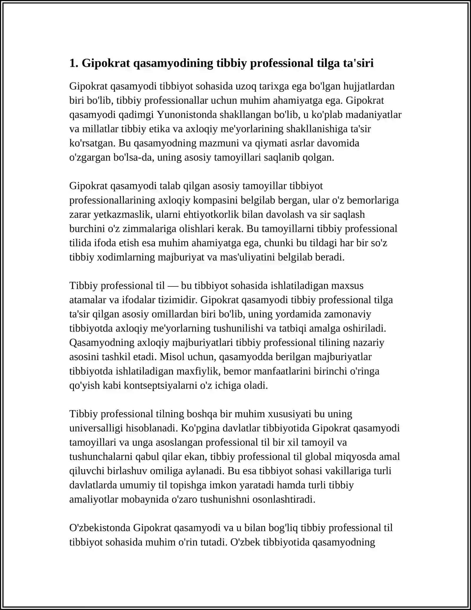 GIPOKRAT QASAMYODI, PROFESSIONAL TILLAR VA ULARNING MILLIY TILDAGI ASOSIY XUSUSIYATLARI 3