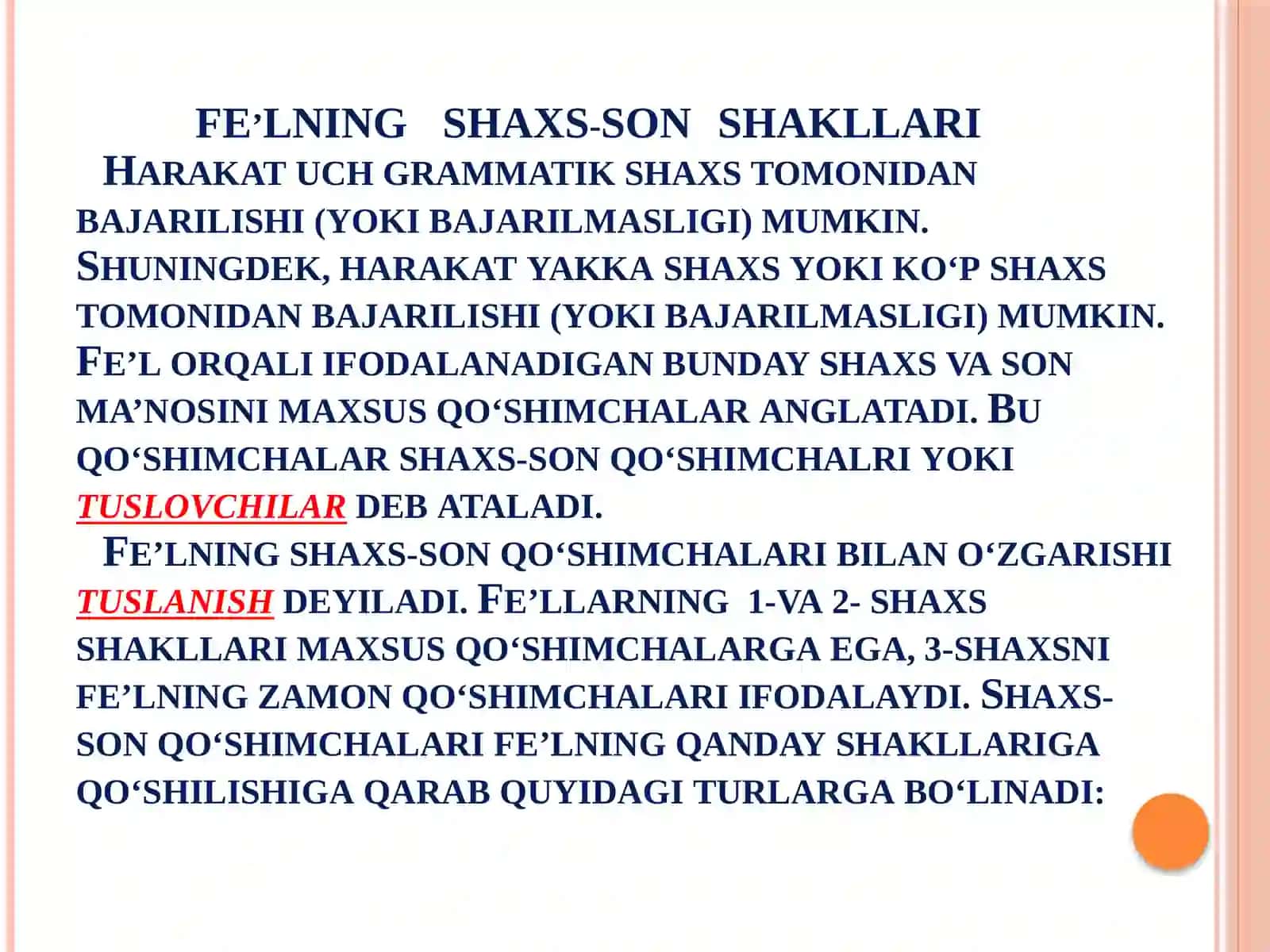 Fe’lning munosabat shakllari 3