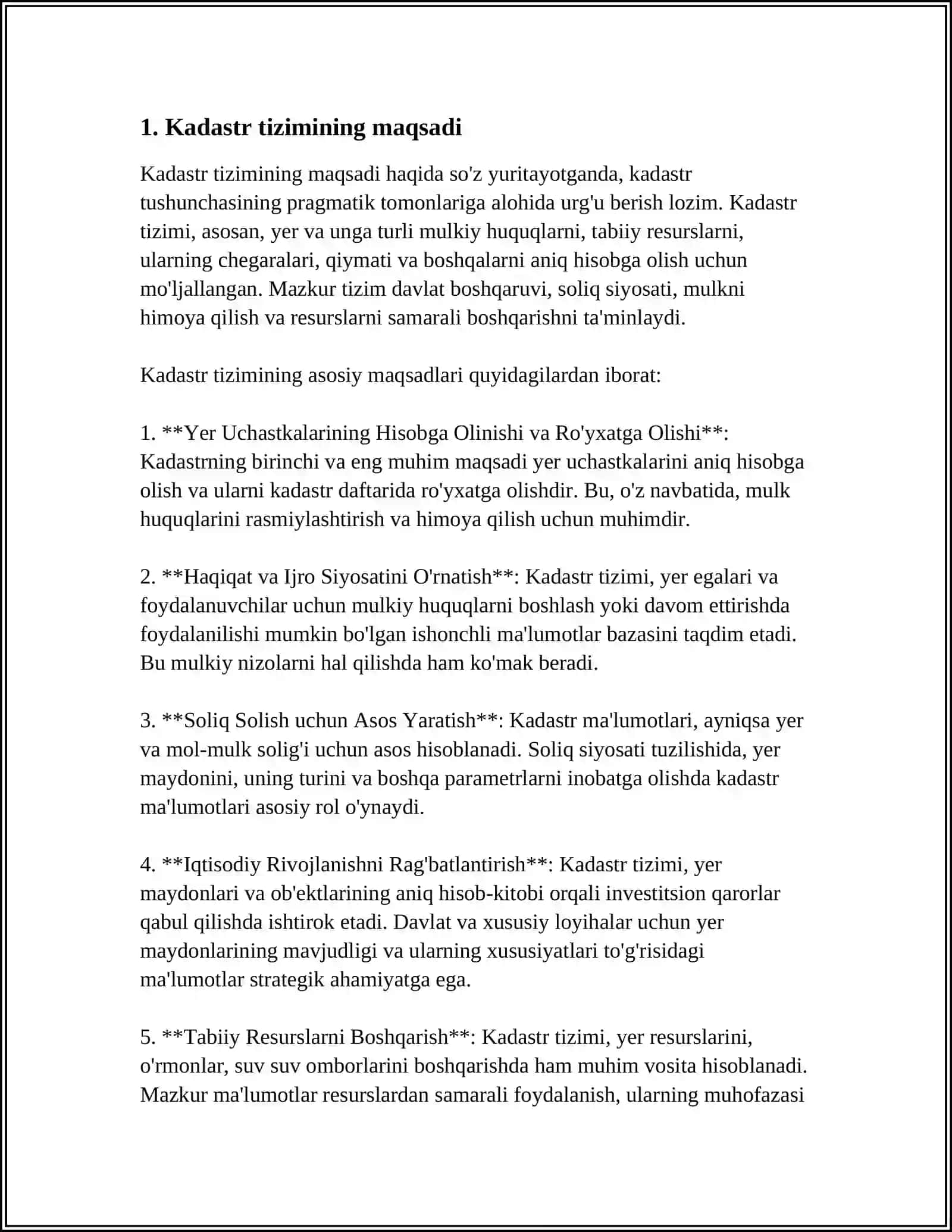 OʻZBEKISTON RESPUBLIKASINI DAVLAT KADASTRI TOʻGʻRISIDAGI QONUN 3