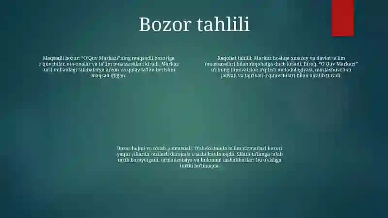 O'Quv Markazi Biznes Loyiha 3