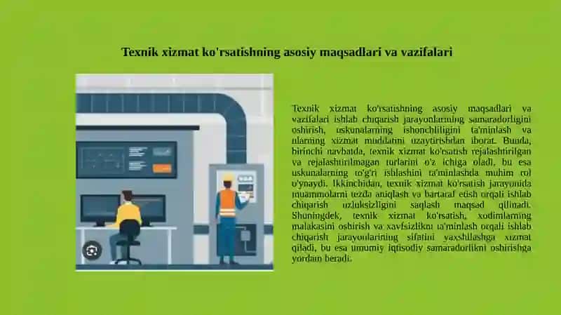 Texnik xizmat ko'rsatishning asosiy maqsadlari va vazifalari 3