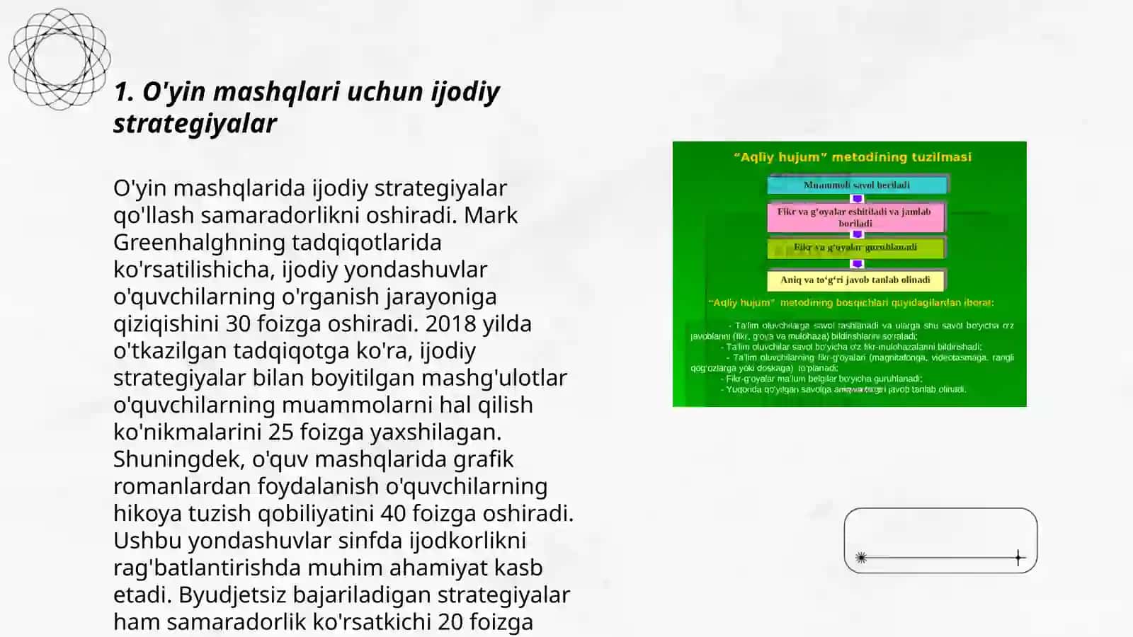 O'yin mashqlari uchun ijodiy strategiyalar 3