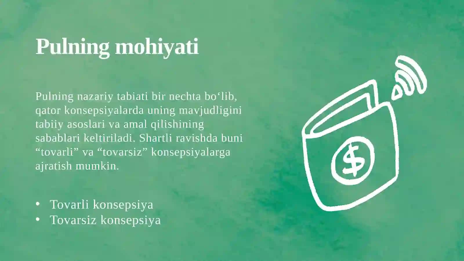 Pul va kredit fani. Pul nazariyalari 3
