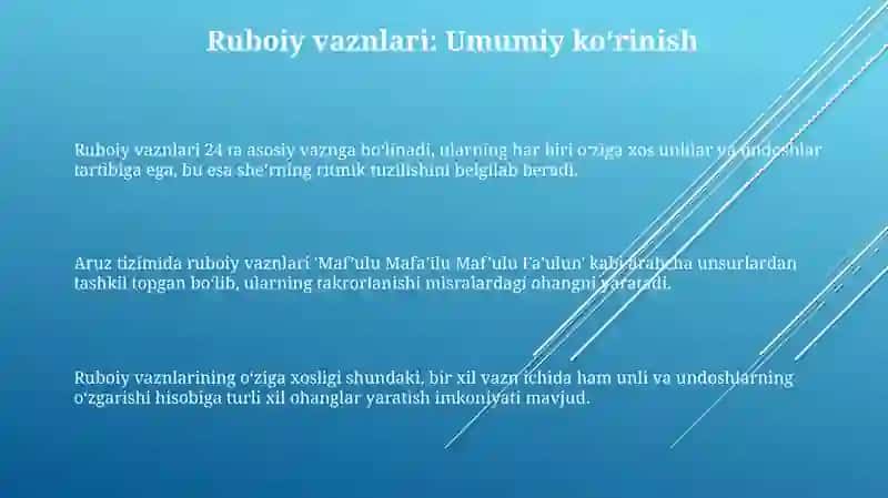 Ruboiy vaznlari tahlili va Tuyuq janri tahlili 3