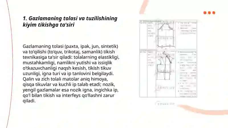 Gazlamalardan kiyim tikish tayorlashning xususiyatlari 3