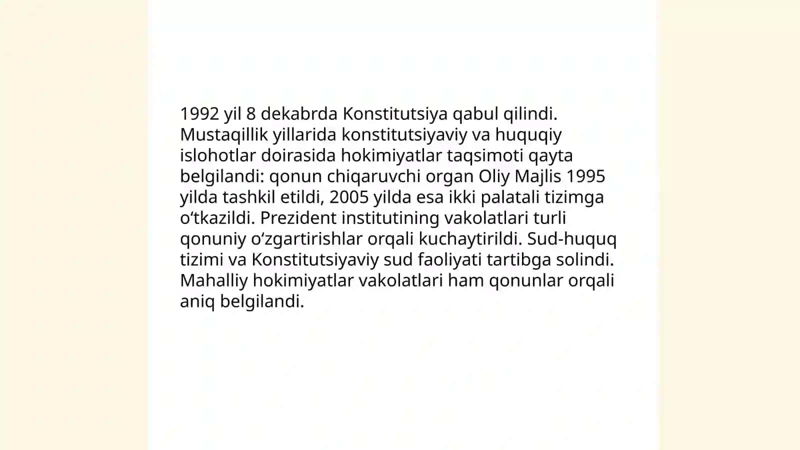 Mustaqillik yillarida davlat boshqaruvi tizimida amalga oshirilgan islohotlar 3