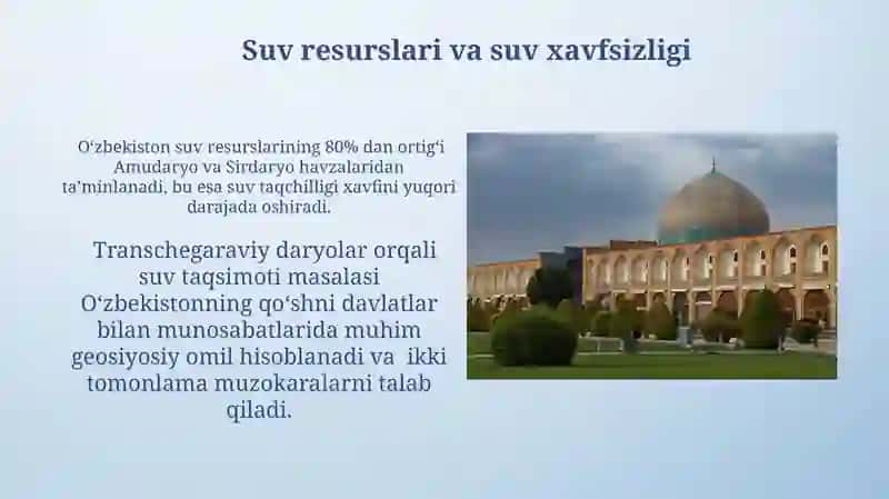 Oʻzbekistonning geoiqtisodiy va geosiyosiy joylashuvi 3