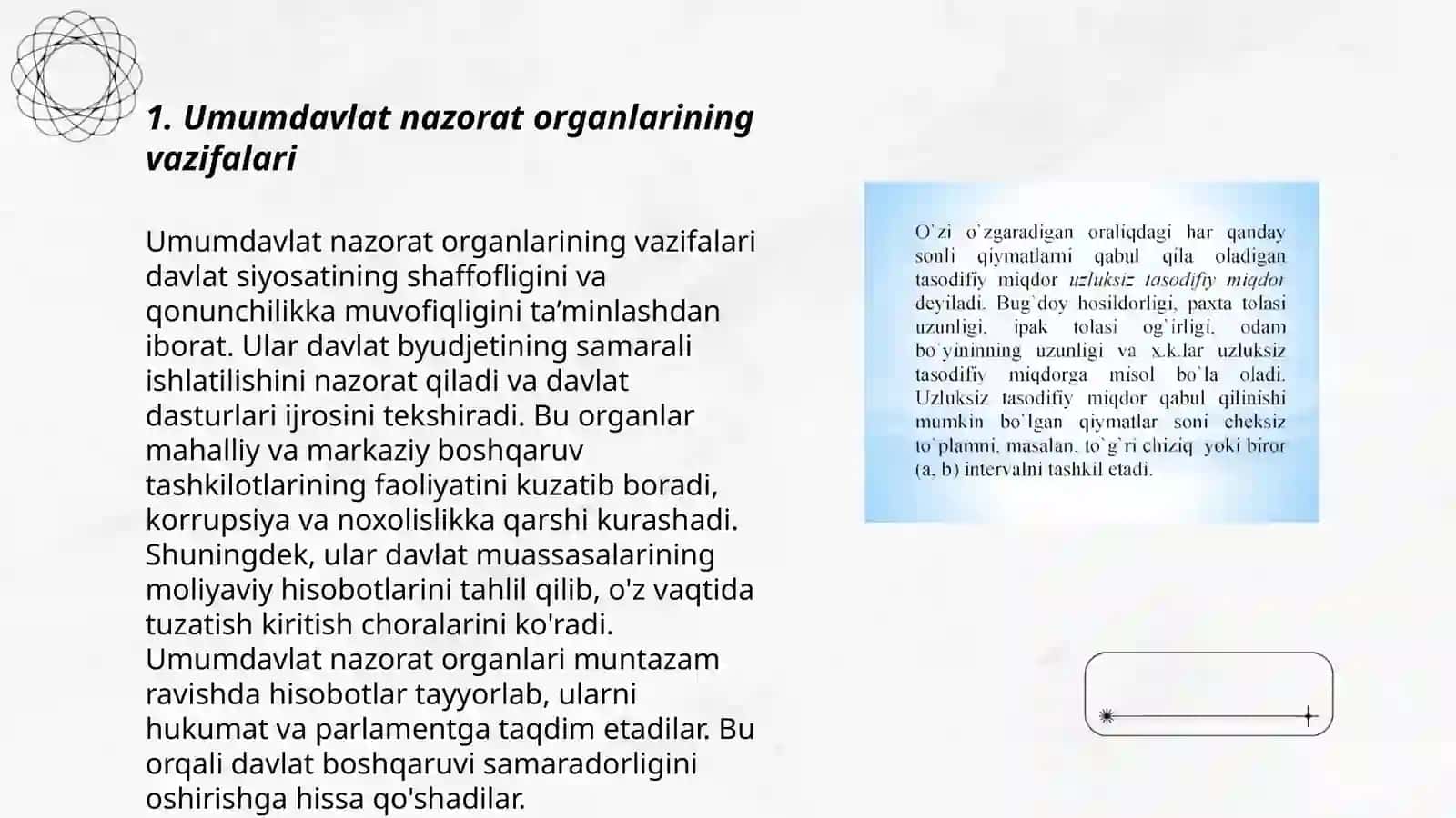 Umumdavlat nazorat organlari va ularning moliyaviy nazoratni tashkil etishdagi oʻrni 3