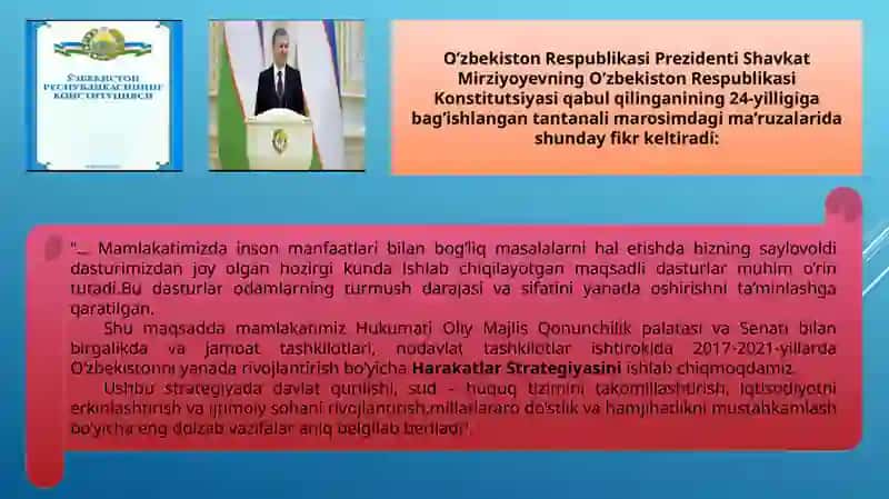 O`zbekiston Respublikasini rivojlantirishda ‘’Harakatlar strategiyasi’’ni tutgan o`rni 3