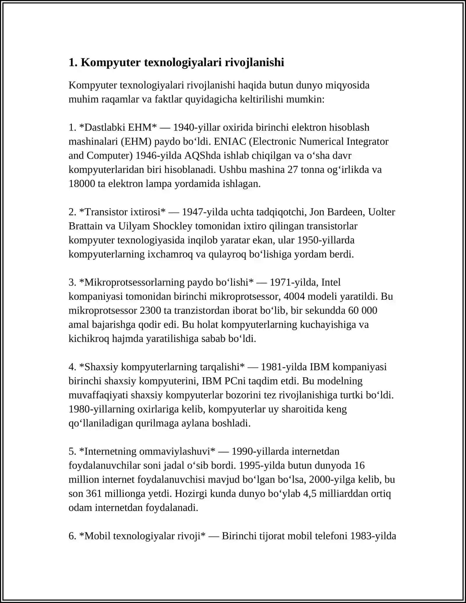 Kompyuter texnologiyalari rivojlanishi 3