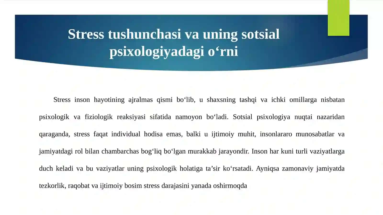 SHAXSDA KUZATILADIGAN STRESS HOLATLARIVA STRESSGA BARQARORLIK 3