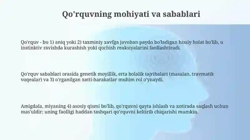 Terapiya usullari yordamida qo'rquvni tuzatish 3
