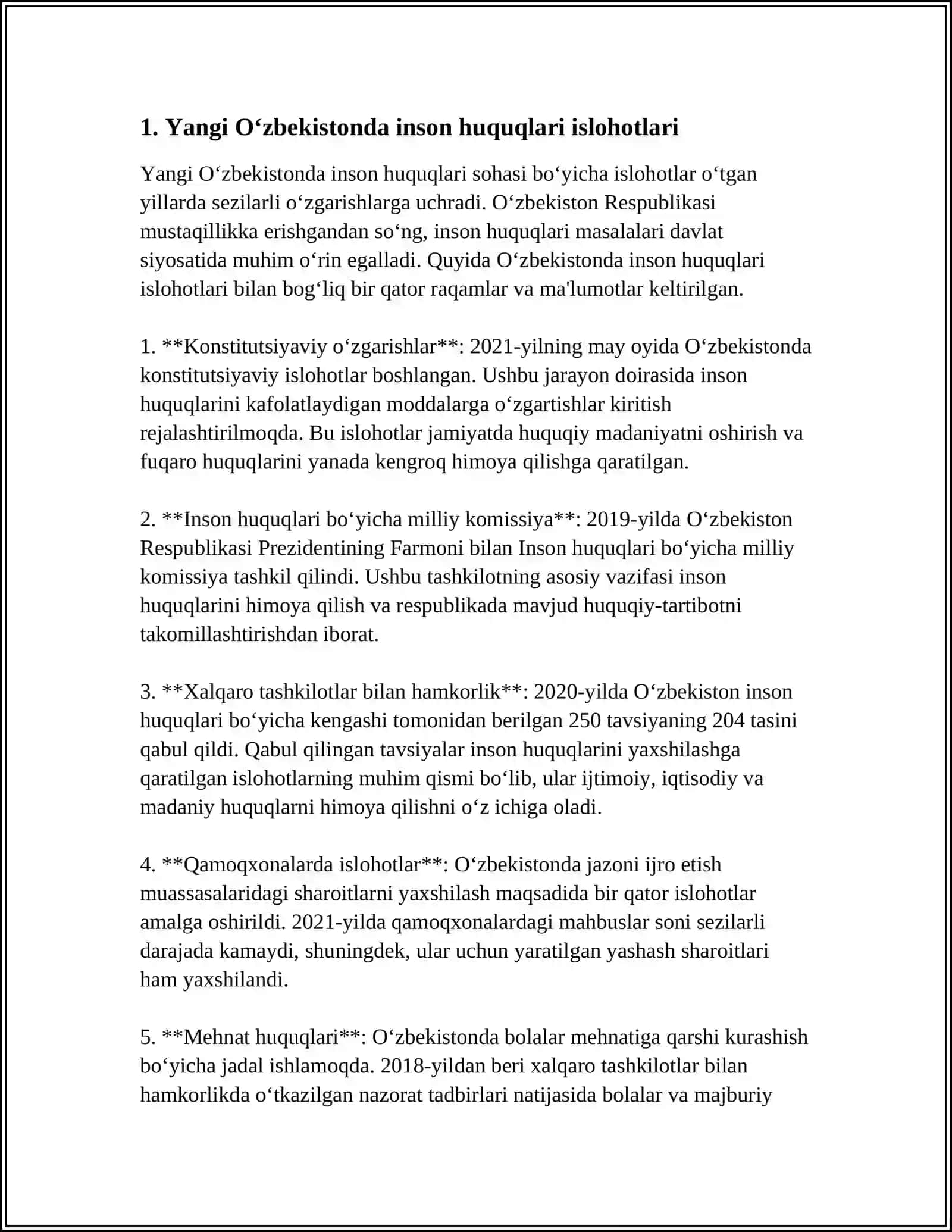 YANGI OʻZBEKISTONDA INSON HUQUQLARI VA ERKINLIKLARI KAFOLATLARI 3