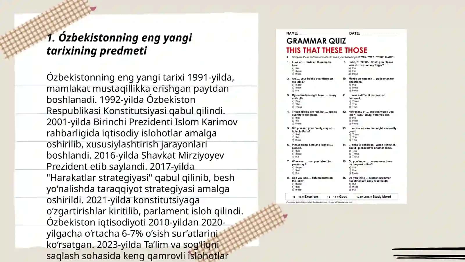 Ózbekistonning eng yangi tarixi óquv fanining predmeti 3