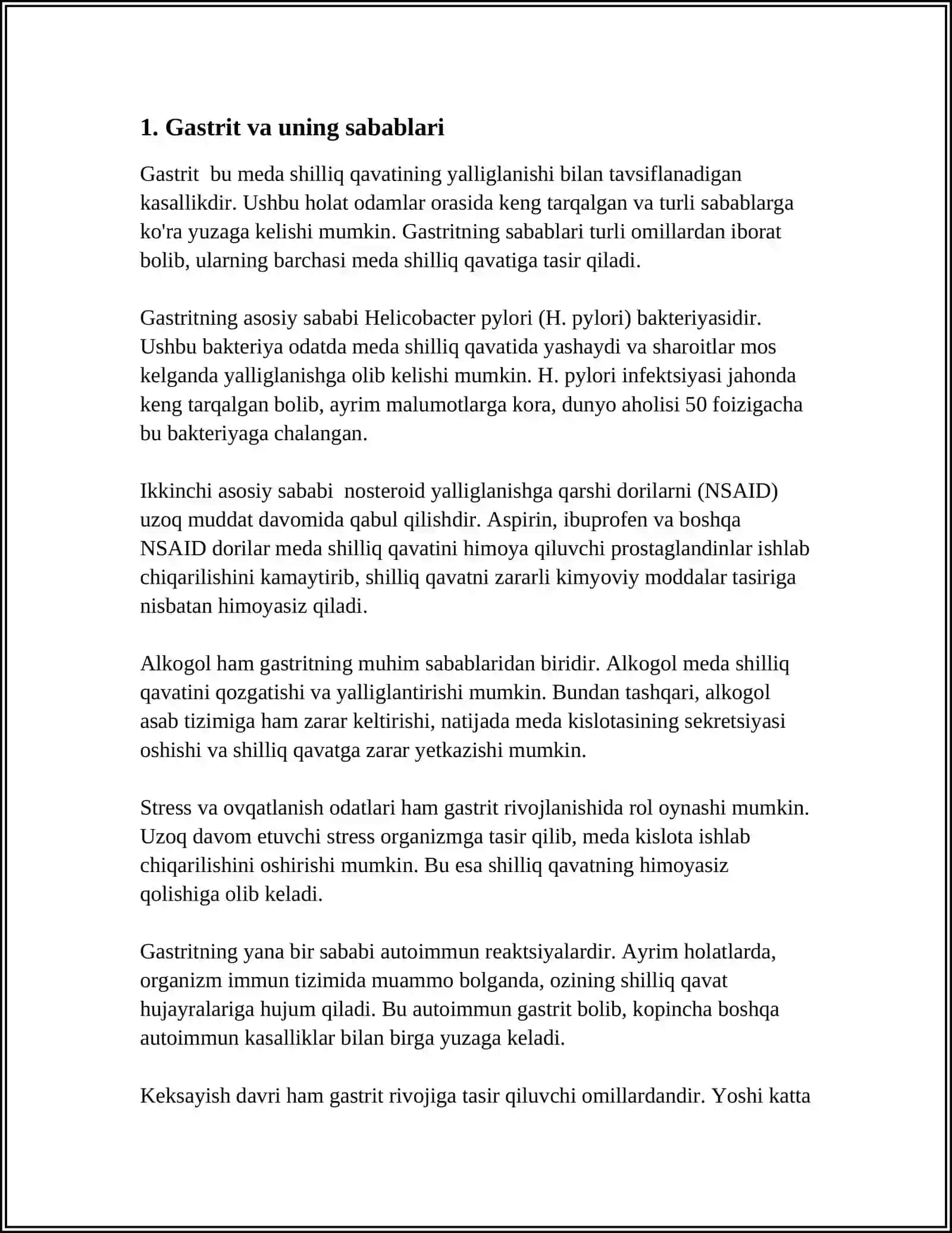 TALABALAR OʻRTASIDA GASTRITNING TARQALISHI VA TOʻGʻRI OVQATLANISHNING AHAMIYATI 3