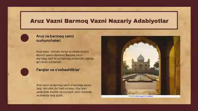 Aruz Vazni Barmoq Vazni Nazariy Adabiyotlar 3