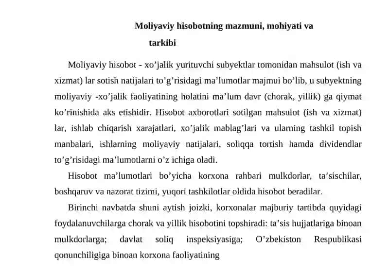 Moliyaviy xisobot turlari va uni tuzish tartibi 3