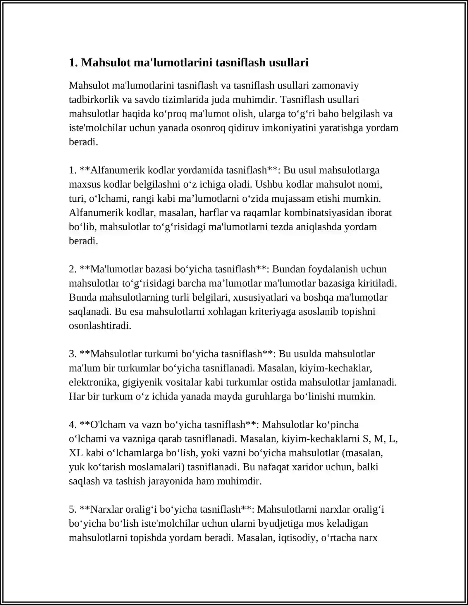 MAHSULOT HAQIDAGI MA’LUMOTLARNI STANDARTLASH VA KODLASH 3