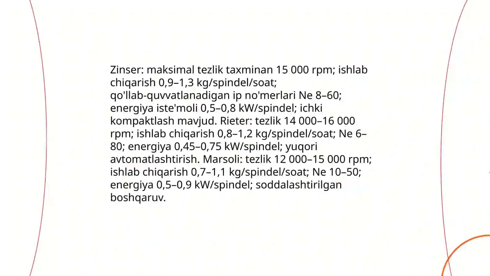 Zinser, Rieter va Marsoli piliklash mashinalar qiyosiy taxlili 3