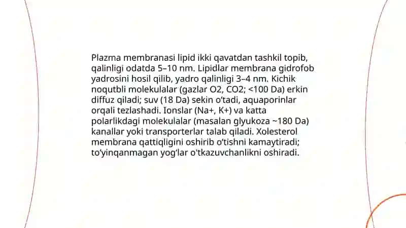 Hujayralarning o‘tkazuvchanligi va ularni o‘rganish usullari Moddalarning membranadan o‘tish yo‘llari 3