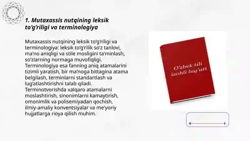 Mutaxassis nutqining to'g'rirligi. O'zbek adabiy tili 3