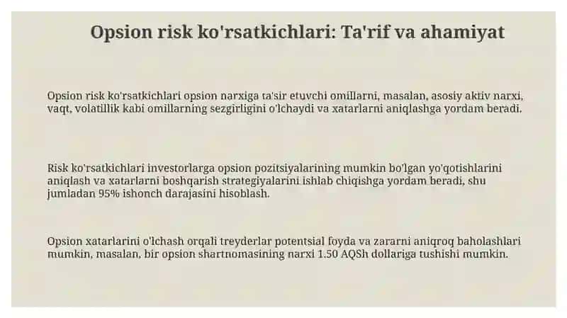 Opsion risk ko'rsatkichlari 3