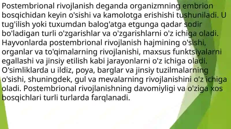 Postembrional rivojlanishning umumiy qonuniyatlari 3