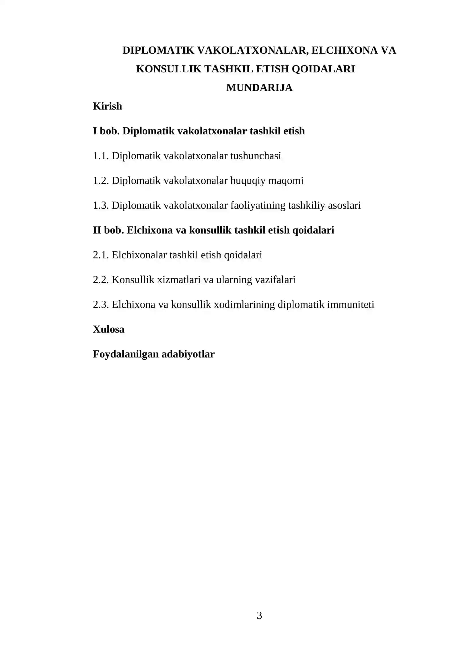 Diplomatik Protokol va Etiket Qoidalari Fanidan Tayyorlagan Kurs Ishi 3