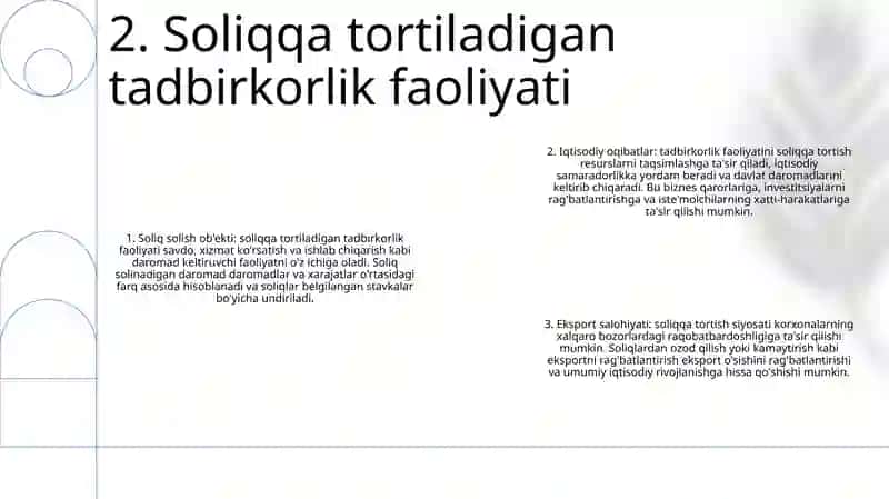 Tadbirkorlik Faoliyatini Soliqqa Tortish Va Eksport Salohiyatini Oshirish 3