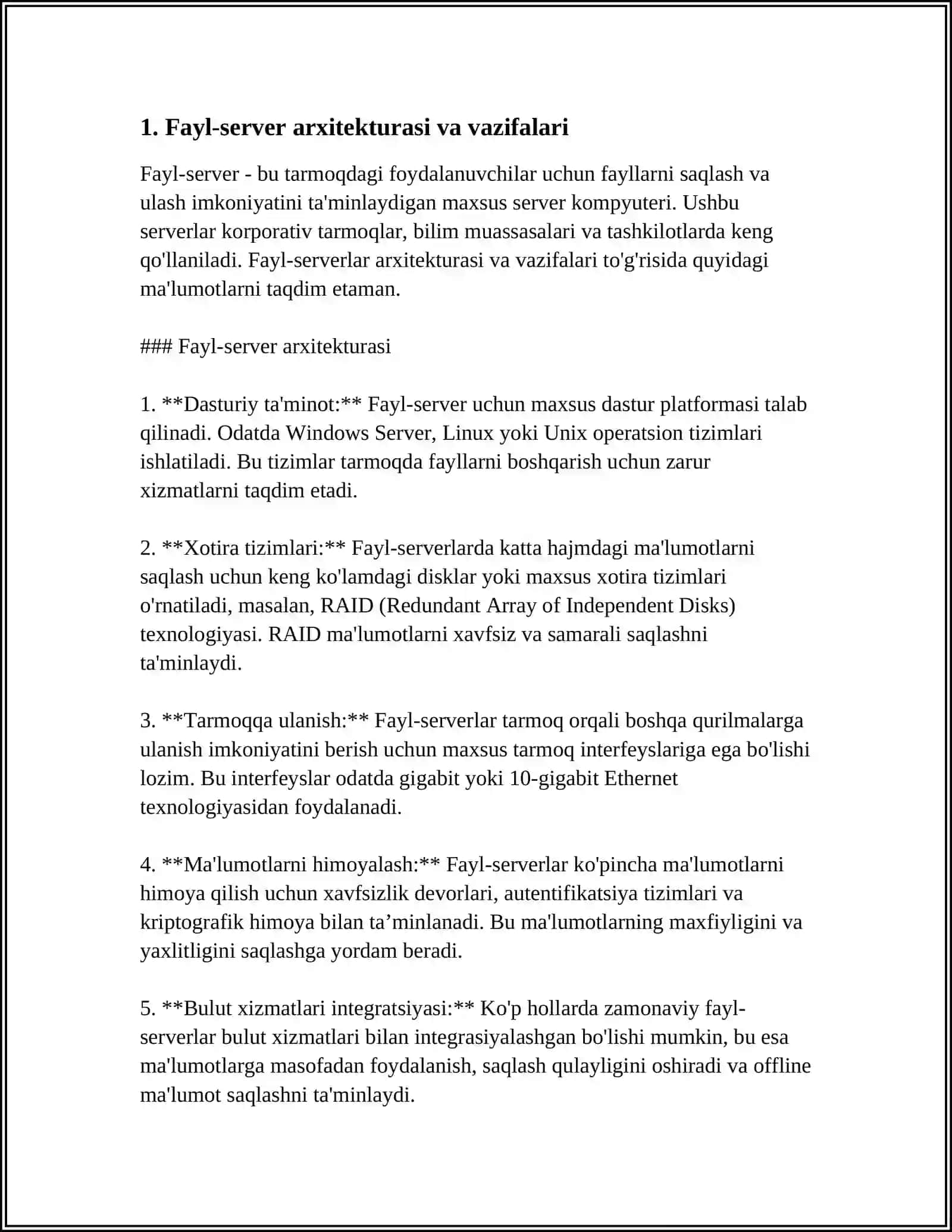 FAYL-SERVER VA KLIYENT-SERVER TARMOQ TEXNOLOGIYALARI BILAN ISHLASH JARAYONLARI 3