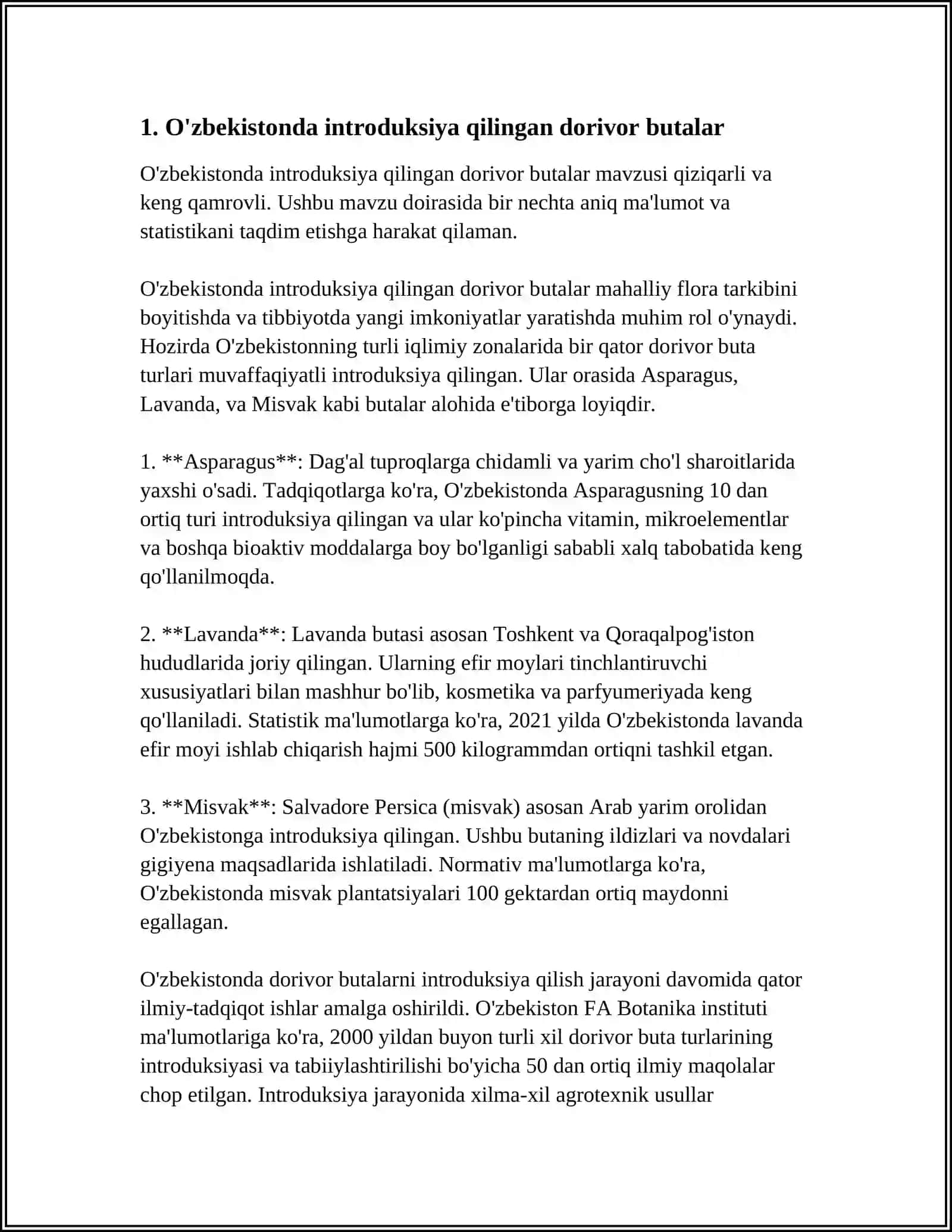 O'ZBEKISTONDA INTRODUKSIYA QILINGAN DORIVOR BUTALAR TURLARI 3