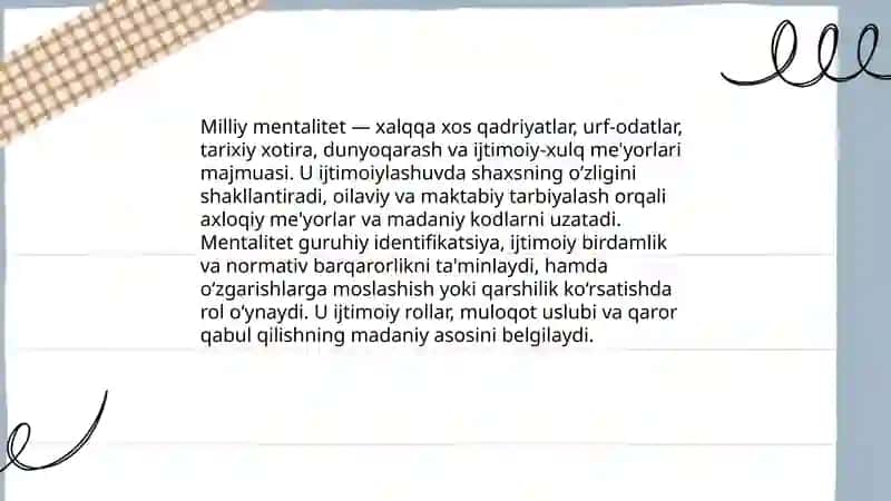 Milliy mentalitet va uning ijtimoiylashuvda tutgan oʻrni 3