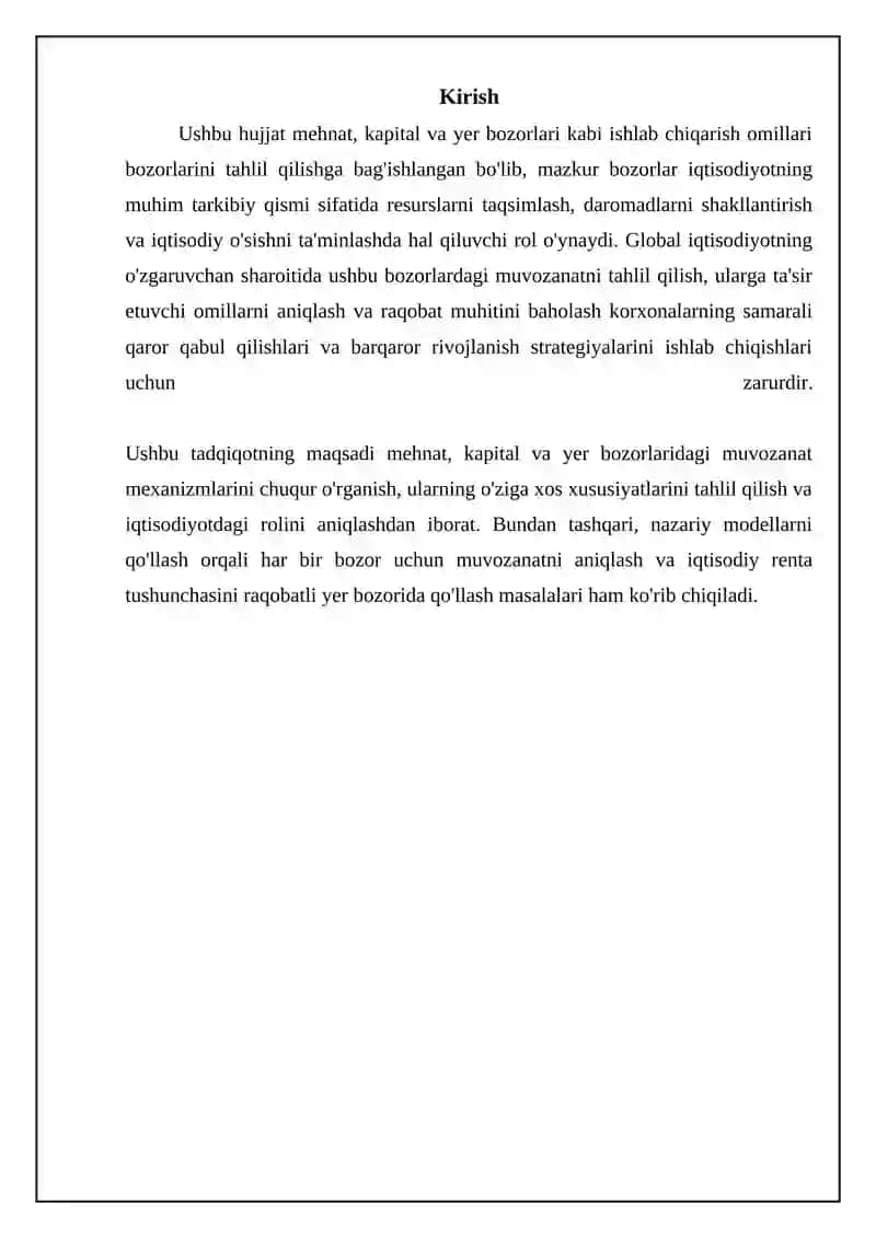 MEHNAT, KAPITAL VA YER BOZORLARINI TAHLIL QILISH 3