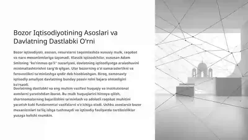 Davlatning iqtisodiyotdagi roli va o'rni. Bozor iqtisodiyotidagi davlat funktsiyalari 3