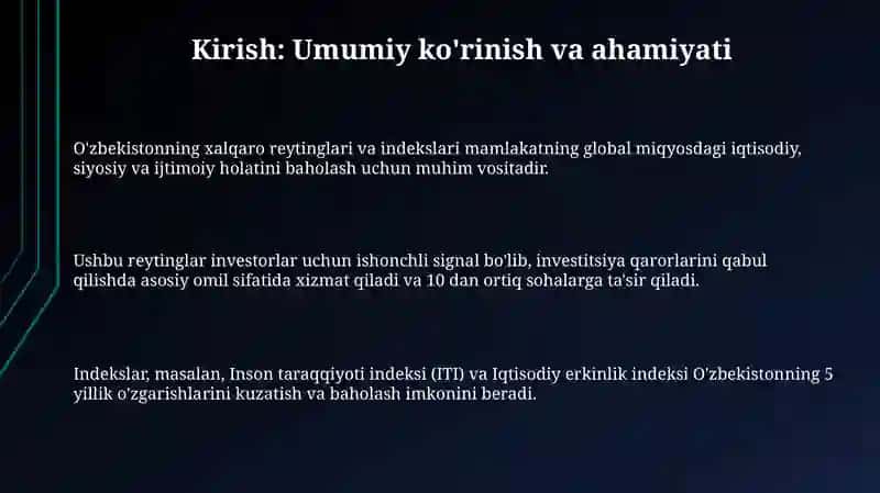 Oʻzbekiston Respublikasining xalqaro reyting va indekslari 3