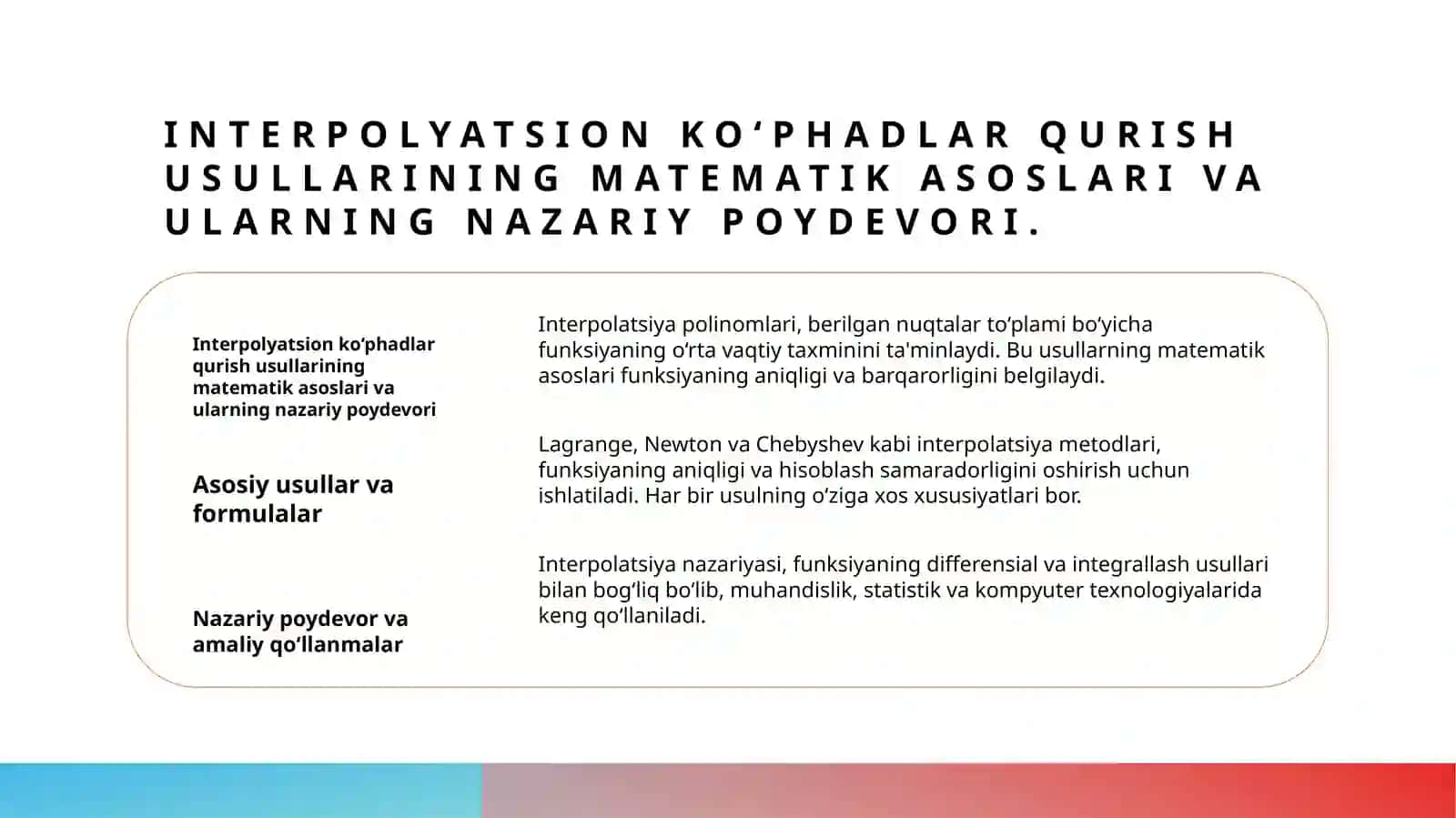 Interpolyatsion ko‘phadlar qurish usullari 3