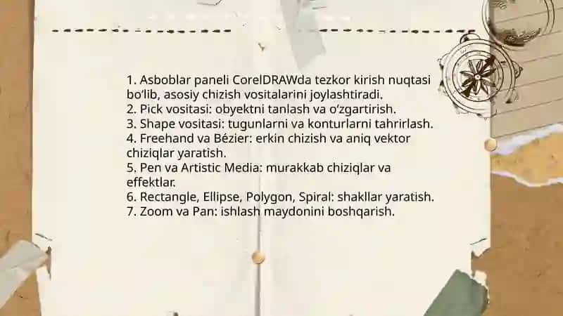 Asboblar paneli va chizish vositalari 3