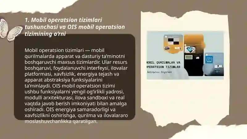 Mobil ooeratsion tizimlari.Ois mobil operatsion tizimi Ubuntu va solaris operatsion tizimlari va ularning imkoniyatlari 3