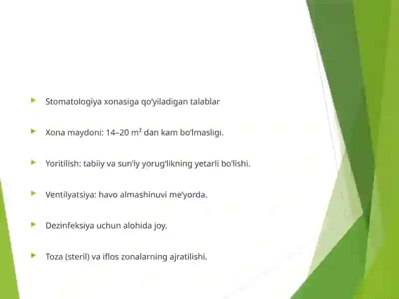Stomatologiya xonasining jihozlamishi, asosiy stomatologik  uskunalar va vositalar, stomatologik qurilma turlari 3