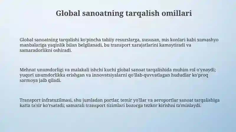 Jahon sanoat tarmoqlari geografiyasi 3