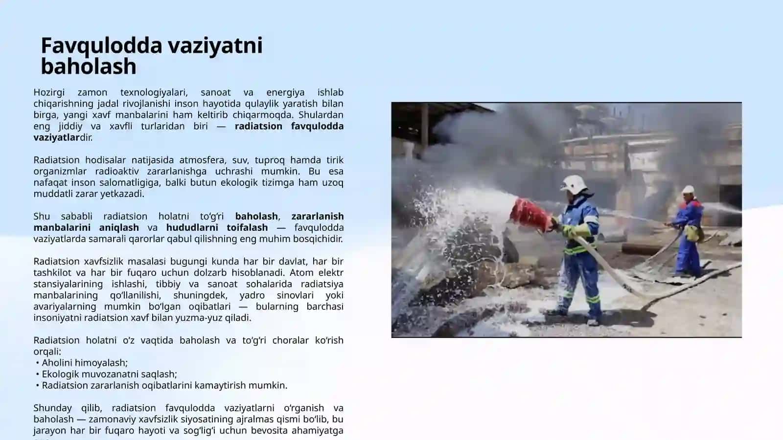 FAVQULODDAVAZIYATNIBAHOLASH. RADIATSIONHOLAT. RADIOAKTIVZARARLANISHMANBAALARI. RADIOAKTIVZARARLANISHZONALARITAVSIFI 3