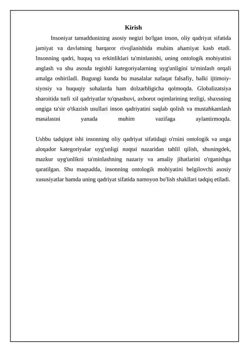 Inson - Oliy Qadriyat Ontologiyasi 3