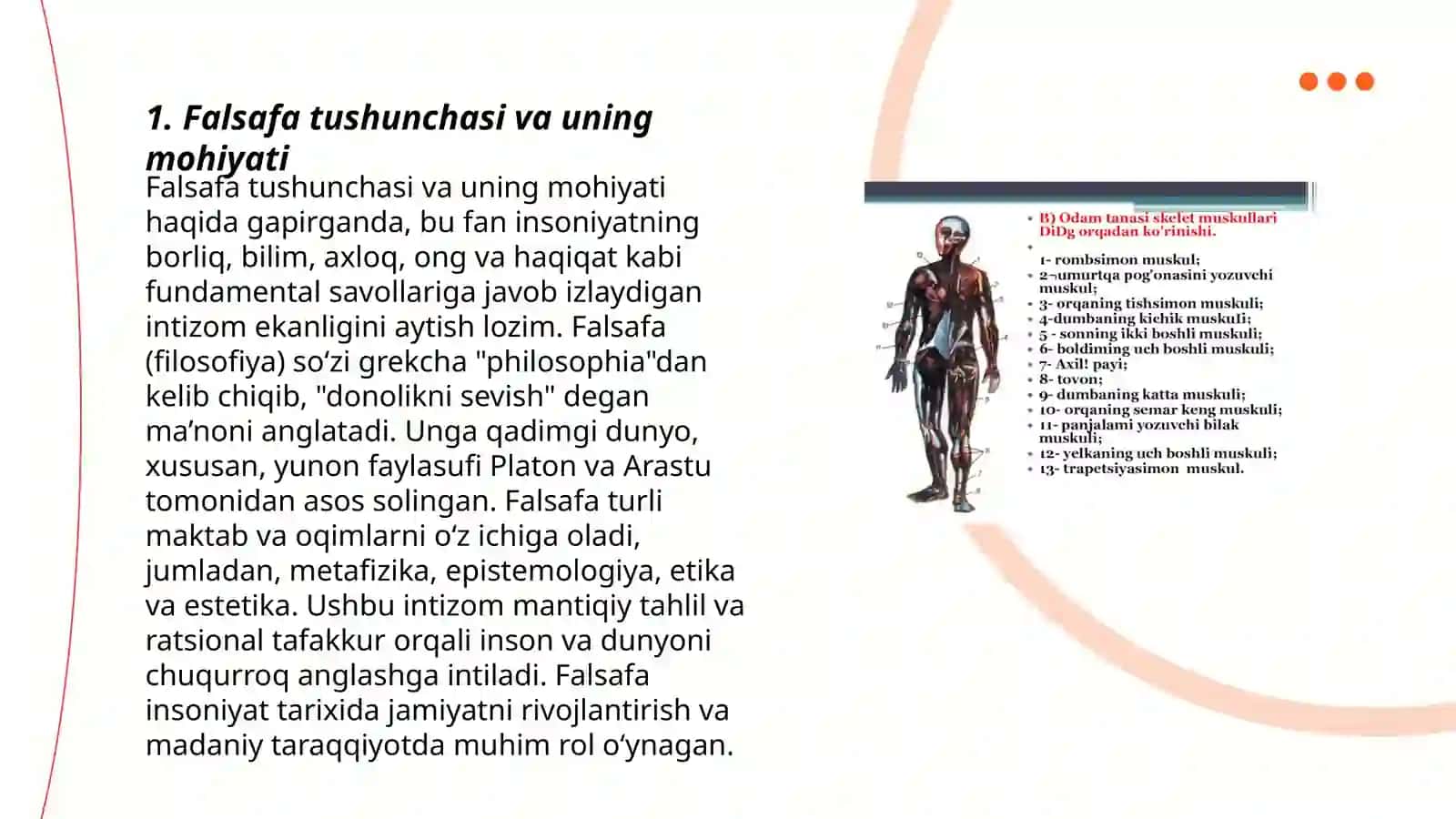 falsafaning mohiyatiga oid Sharq va Garb mutaffakirlari tariflarini tasniflash va ular boyicha prezentatsiya tayorlash 3