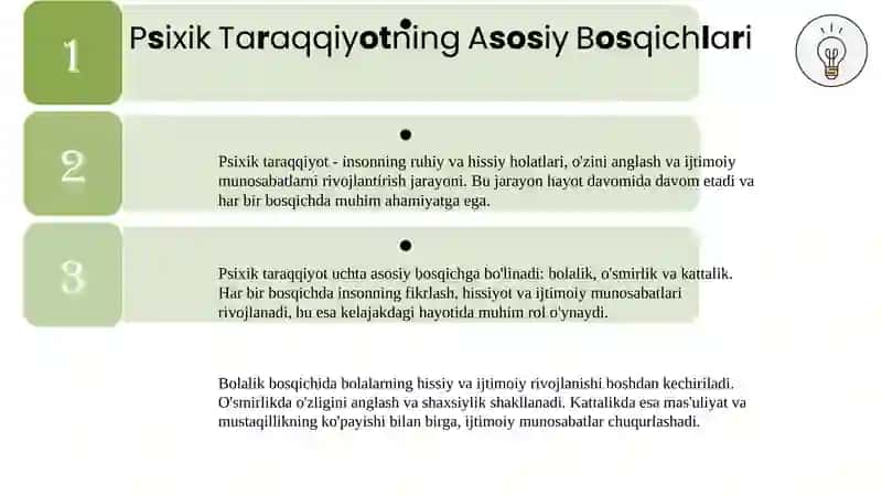 Psixik Taraqqiyotning Asosiy Bosqichlari 3