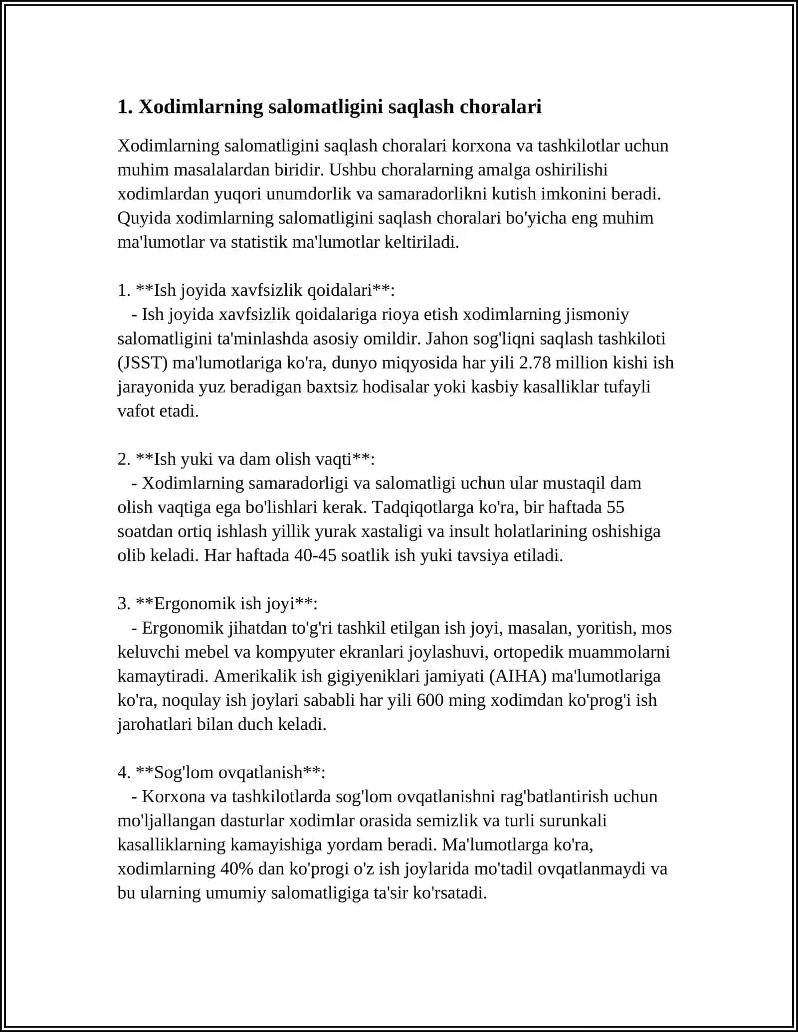 XODIMLARNING SOGʻLIGI VA XAVFSIZLIK TEXNIKASI NAZORATI 3