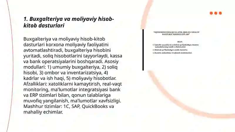 Iqtisodiyotda qo‘llaniladigan amaliy dasturiy mahsulotlar 3